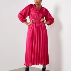 For All The Love Red Crushed Floaty Satin Tie Front Midaxi Dress 18 -Chic Elixir Sales Store tuc143286801 Red R Z002A