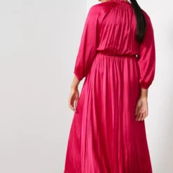 For All The Love Red Crushed Floaty Satin Tie Front Midaxi Dress 18 -Chic Elixir Sales Store tuc143286801 Red R Z004A