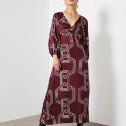For All The Love Printed Satin Twist Front Midi Dress 16 -Chic Elixir Sales Store tuc143291626 Dark20Red R Z001A