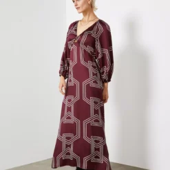 For All The Love Printed Satin Twist Front Midi Dress 16 -Chic Elixir Sales Store tuc143291626 Dark20Red R Z005A