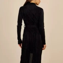 VOGUE WILLIAMS Black Plisse Midi Dress 10 -Chic Elixir Sales Store tuc143306488 Black R Z005A 1