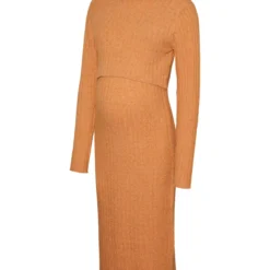 MAMALICIOUS Suniva June Long Sleeve Knit Midi Dress S -Chic Elixir Sales Store tuc143308168 Orange R Z006A