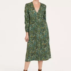THOUGHT Erin Organic Cotton Jersey Wrap Dress 16 -Chic Elixir Sales Store tuc143341558 Green R Z002A