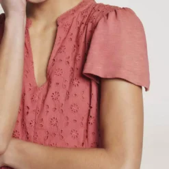 THOUGHT Merope Organic Cotton Broderie Dress 12 -Chic Elixir Sales Store tuc143341937 Red R Z006A