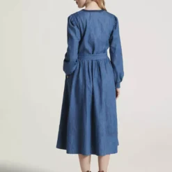 THOUGHT Asterope Organic Cotton Chambray Midi Dress 18 -Chic Elixir Sales Store tuc143344169 Blue R Z004A