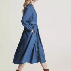 THOUGHT Asterope Organic Cotton Chambray Midi Dress 18 -Chic Elixir Sales Store tuc143344169 Blue R Z005A