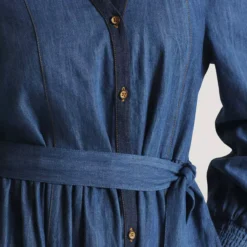 THOUGHT Asterope Organic Cotton Chambray Midi Dress 18 -Chic Elixir Sales Store tuc143344169 Blue R Z006A