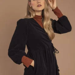 THOUGHT Milou Organic Cotton Corduroy Wrap Dress 10