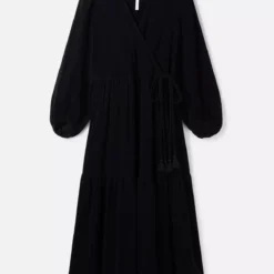 THOUGHT Milou Organic Cotton Corduroy Wrap Dress 10 -Chic Elixir Sales Store tuc143346666 Black R Z003A