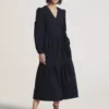 THOUGHT Milou Organic Cotton Corduroy Wrap Dress 16 -Chic Elixir Sales Store tuc143347343 Navy R Z001A