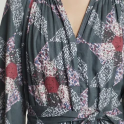 THOUGHT Tarni Hemp Patchwork Midi Dress 12 -Chic Elixir Sales Store tuc143361137 Green R Z006A 1