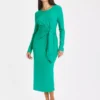 Green Tie Detail Jersey Dress 14