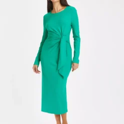 Green Tie Detail Jersey Dress 14