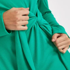 Green Tie Detail Jersey Dress 20 -Chic Elixir Sales Store tuc143423916 Green R Z003A
