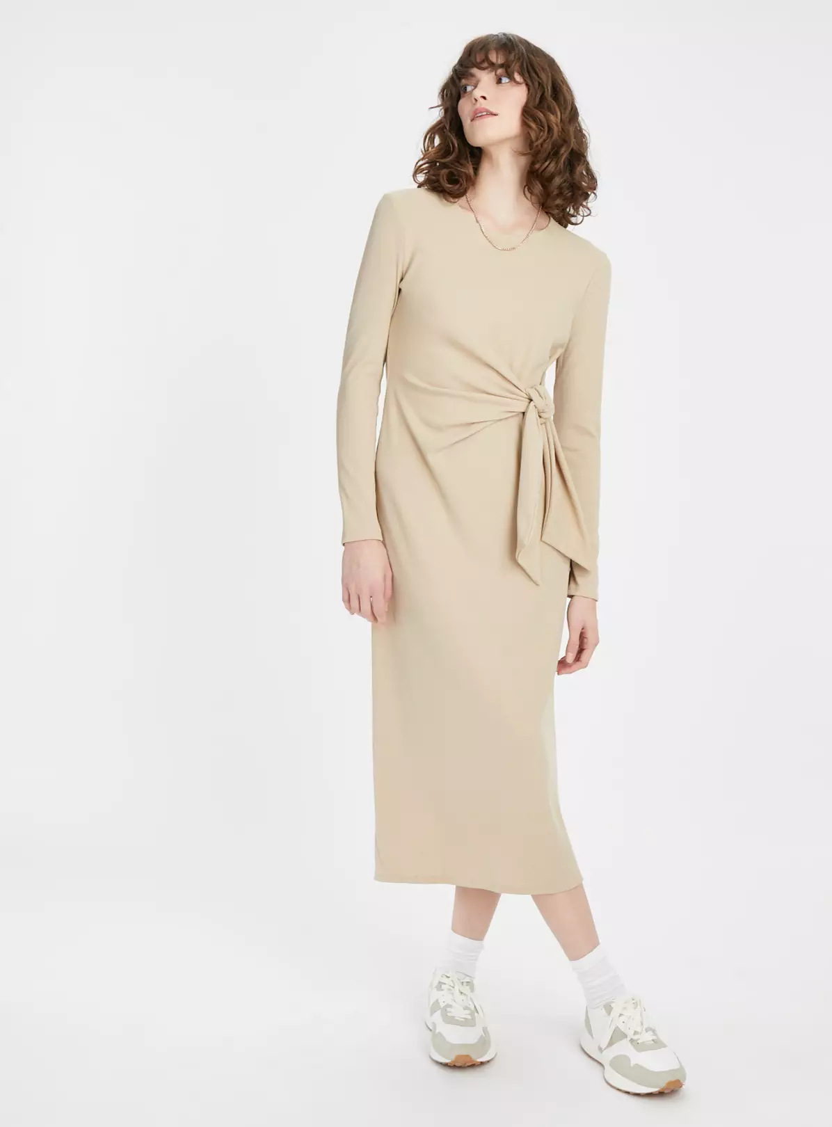 Neutral Tie Detail Jersey Dress 22 5 Neutral Tie Detail Jersey Dress 22 - Image 3
