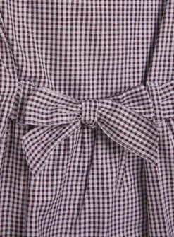 Dark Red Gingham Back Bow Generous Fit School Dress 14 Years