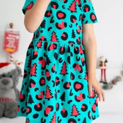 FRED & NOAH Xmas Trees Leopard Dress 4-5 Years