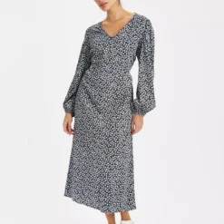 Navy Floral Midi Tea Dress 16L -Chic Elixir Sales Store tuc143447467 Navy R Z001A