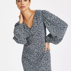 Navy Floral Midi Tea Dress 16L -Chic Elixir Sales Store tuc143447467 Navy R Z002A