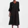 Black Textured Midi Tea Dress 12L 1 Black Textured Midi Tea Dress 12L -Chic Elixir Sales Store tuc143462173 Black R Z001A 1