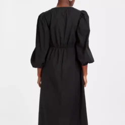 Black Textured Midi Tea Dress 18R -Chic Elixir Sales Store tuc143462173 Black R Z004A