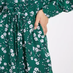 Green Ditsy Floral Printed Shirt Dress 16L -Chic Elixir Sales Store tuc143462510 Green R Z003A 2