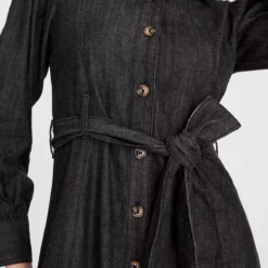 Black Denim Button-Through Midi Dress 16 -Chic Elixir Sales Store tuc143470464 Black R Z003A