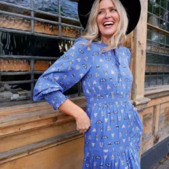 ANORAK Night Butterfly Lily Midi Dress 16 -Chic Elixir Sales Store tuc143479522 Blue R Z002A