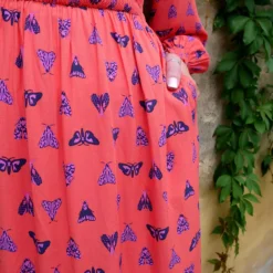 ANORAK Night Butterfly Shirred Midi Dress 10