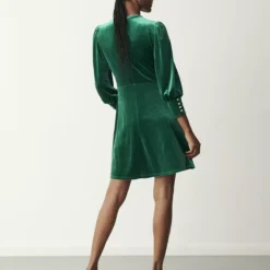 FINERY Martina Velvet Dress 16 -Chic Elixir Sales Store tuc143501689 Green R Z002A