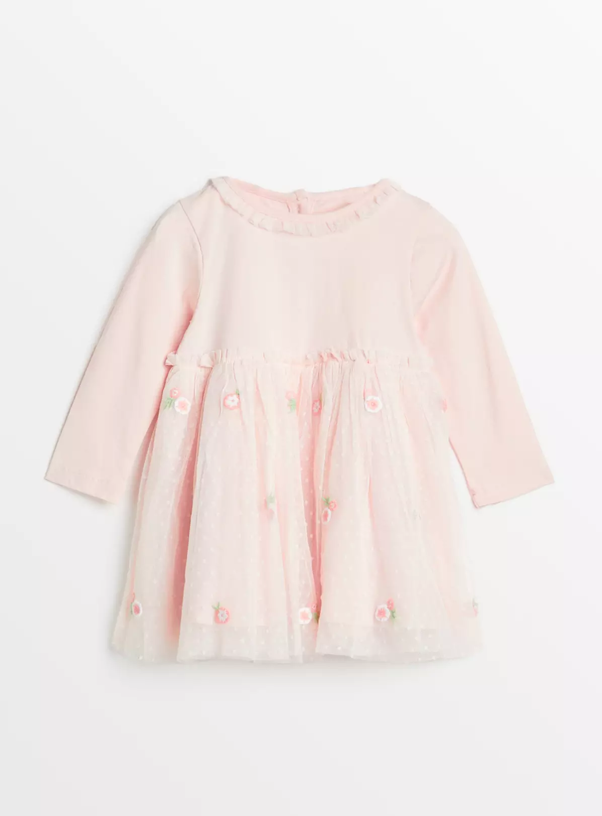 Pink Long Sleeve Floral Tulle Party Dress 3-6 Months 3 Pink Long Sleeve Floral Tulle Party Dress 3-6 Months