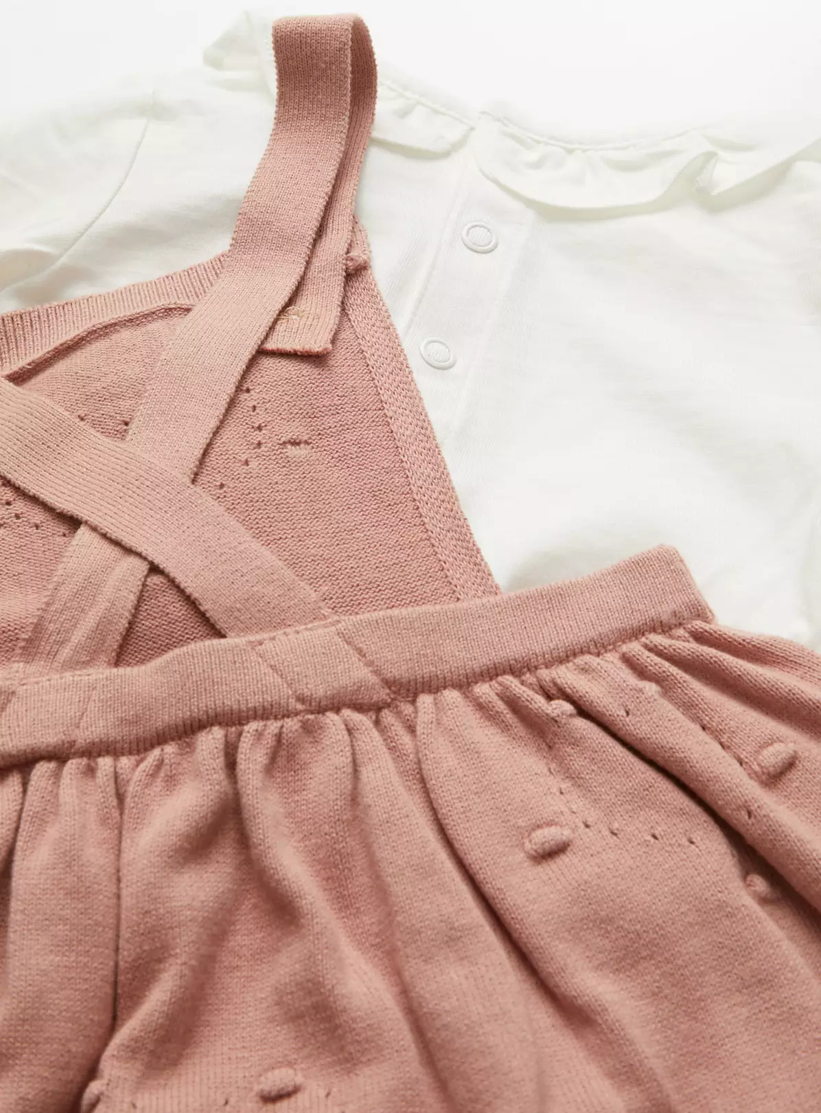 Pink Knitted Pinafore Dress & Tights Set9-12 Months 3 Pink Knitted Pinafore Dress & Tights Set9-12 Months