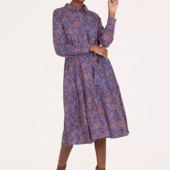 THOUGHT Fawn Lenzing Ecovero Printed Midi Shirt Dress 16