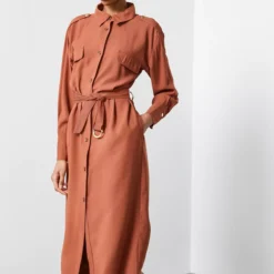 For All The Love Brown Belted Utility Midi Dress 18 -Chic Elixir Sales Store tuc143579224 Brown R Z004A 1