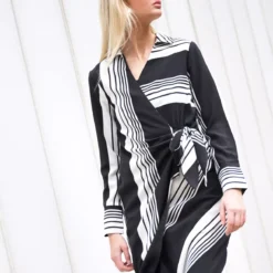 For All The Love Stripe Printed Tie Wrap Midi Dress 14