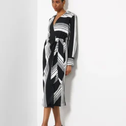 For All The Love Stripe Printed Tie Wrap Midi Dress 20 -Chic Elixir Sales Store tuc143579312 Multi20Coloured R Z002A