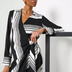 For All The Love Stripe Printed Tie Wrap Midi Dress 20 -Chic Elixir Sales Store tuc143579312 Multi20Coloured R Z003A