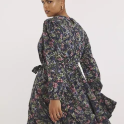 SIMPLY BE Grey Floral Belted Georgette Skater Dress 12 -Chic Elixir Sales Store tuc143587574 Grey R Z002A 1