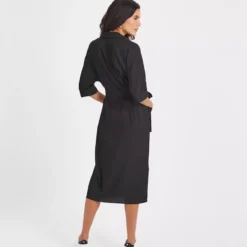 Black Tie Waist Shirt Dress 8 -Chic Elixir Sales Store tuc143636313 Black R Z004A