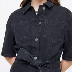 Black Denim Midi Shirt Dress 6