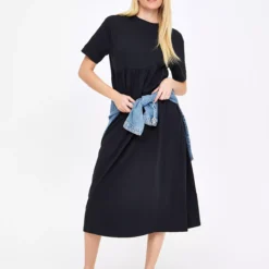 Black Tiered Midaxi T-Shirt Dress XL -Chic Elixir Sales Store tuc143647039 Black R Z002A 1