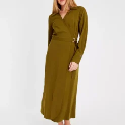 Khaki Wrap Buckle Midaxi Dress 18 -Chic Elixir Sales Store tuc143676761 Khaki R Z001A