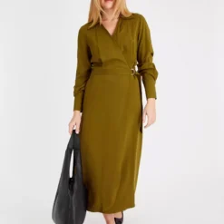 Khaki Wrap Buckle Midaxi Dress 18 -Chic Elixir Sales Store tuc143676761 Khaki R Z002A