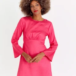 Pink Jacquard Satin Mini Dress 10