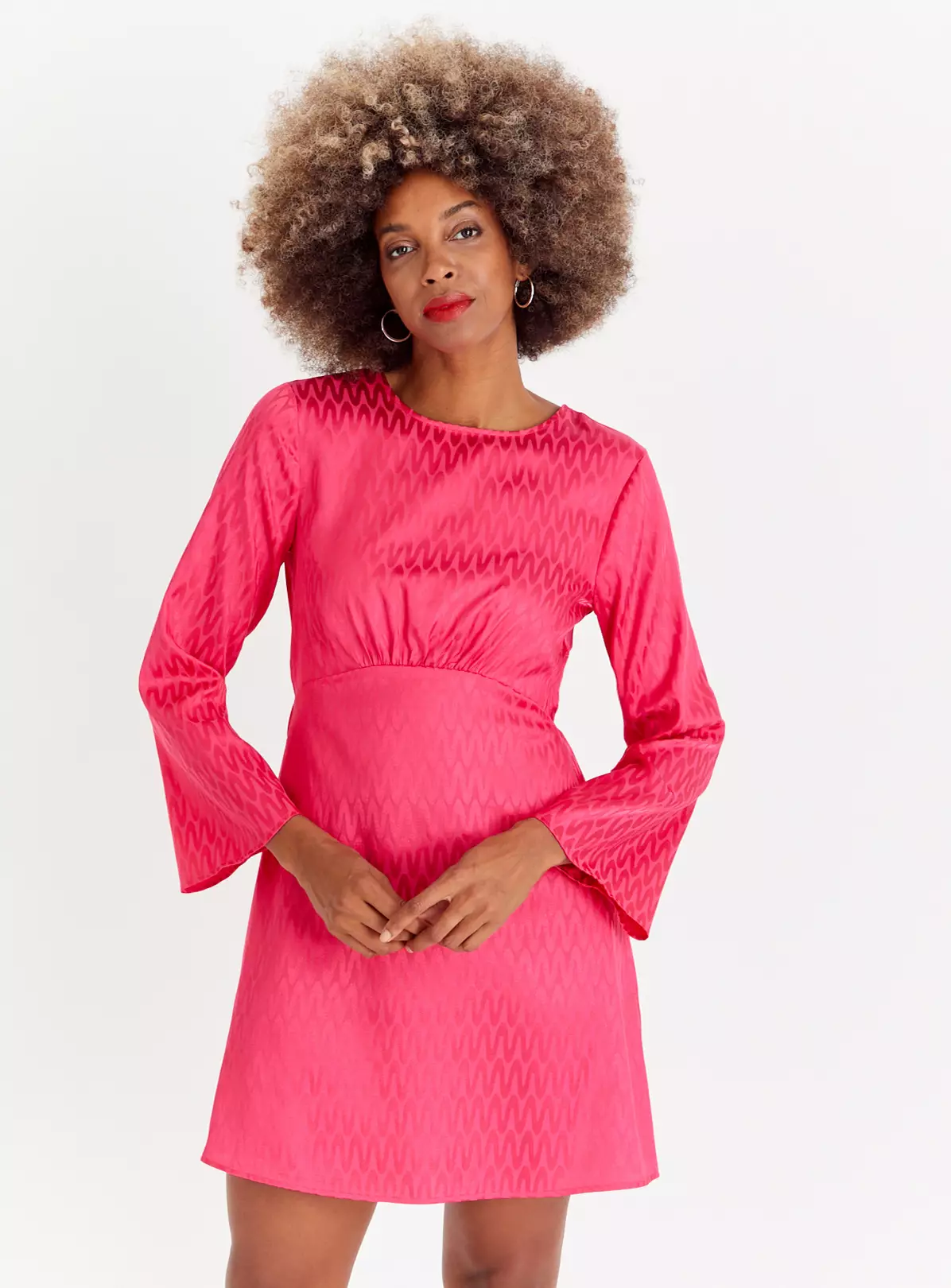 Pink Jacquard Satin Mini Dress 10 3 Pink Jacquard Satin Mini Dress 10