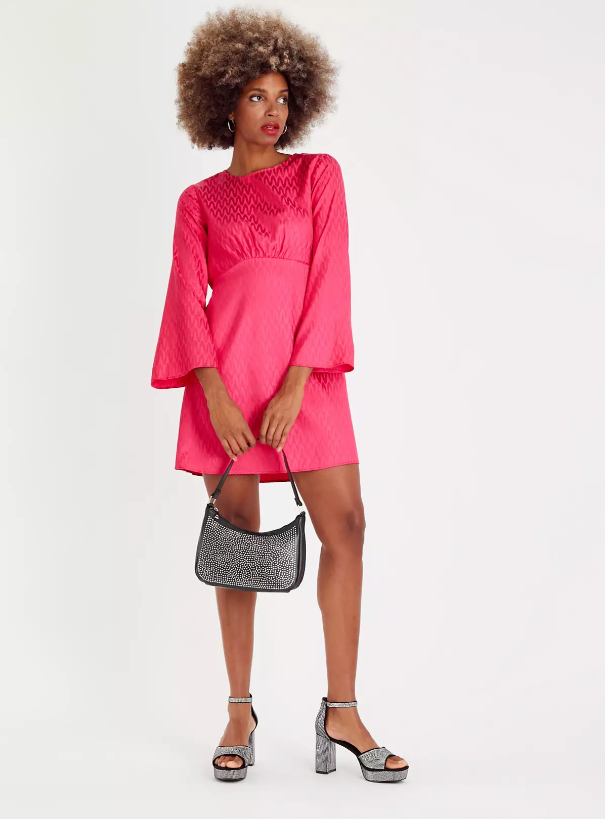 Pink Jacquard Satin Mini Dress 10 6 Pink Jacquard Satin Mini Dress 10 - Image 4