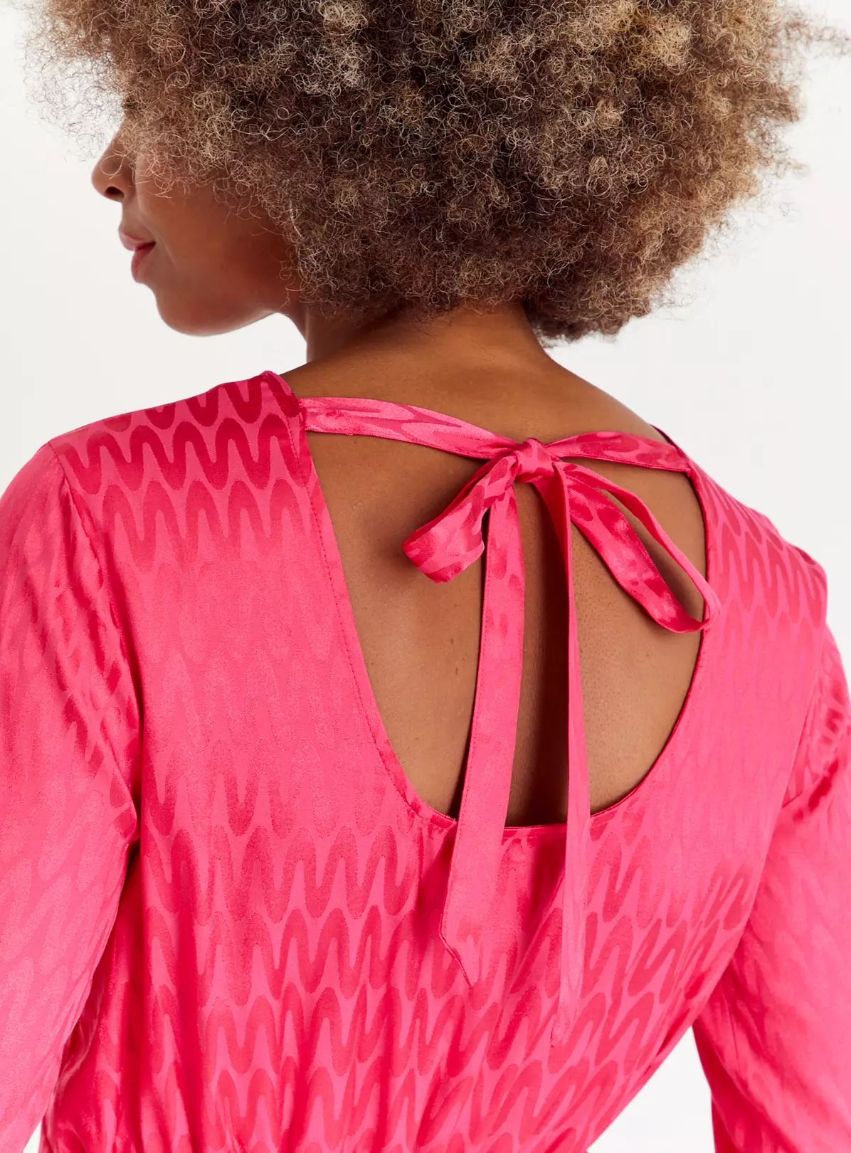 Pink Jacquard Satin Mini Dress 10 5 Pink Jacquard Satin Mini Dress 10 - Image 3