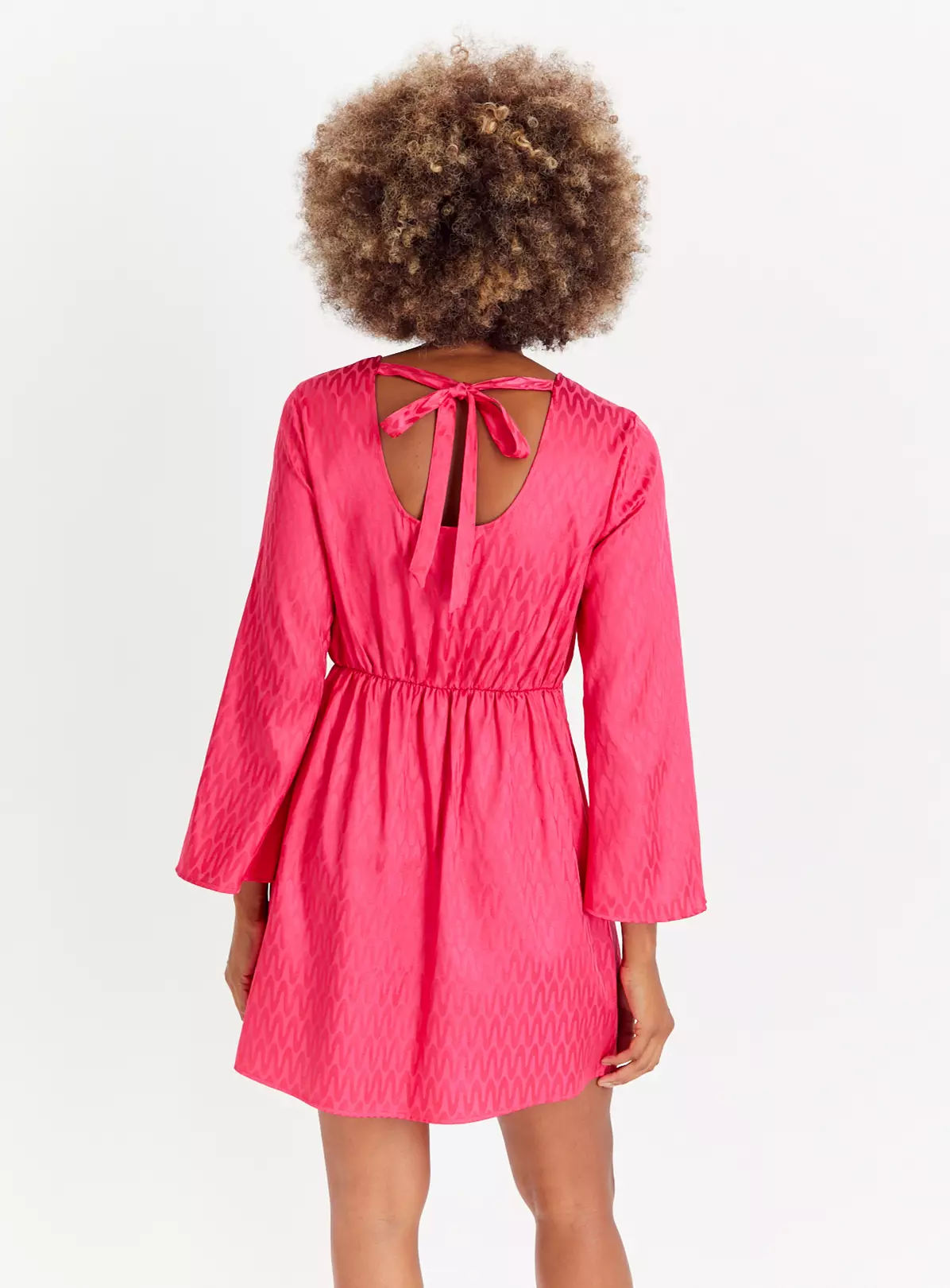 Pink Jacquard Satin Mini Dress 10 4 Pink Jacquard Satin Mini Dress 10 - Image 2