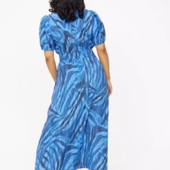 Blue Zebra Print Midaxi Smock Dress 20R -Chic Elixir Sales Store tuc143678020 Blue R Z004A 1