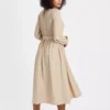 Neutral Crinkle Tie Waist Midi Dress 20 -Chic Elixir Sales Store tuc143679145 Neutral R Z004A